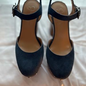 Jessica Simpson Womens Suede Slingback Platform Sandals